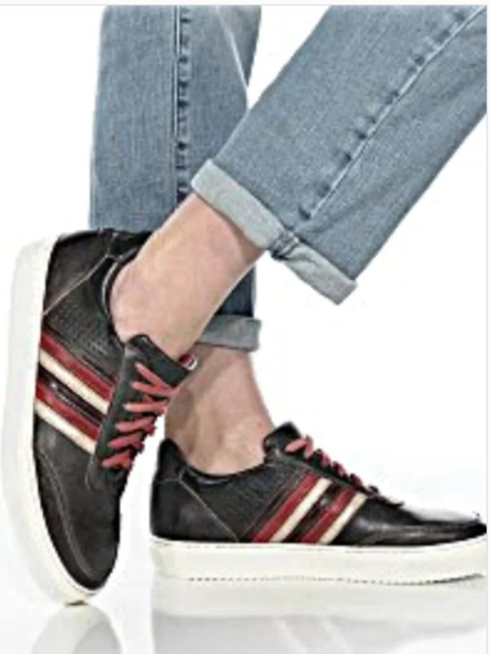 BED STU Womens Leather Carrington Sneakers Black Multi Size 9 New